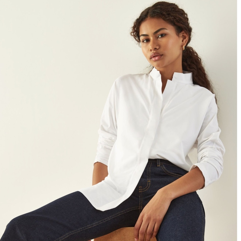 Aday Something Borrowed Top White Technical Silk … - image 2